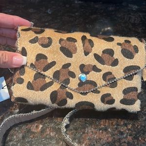 Leopard print belted purse